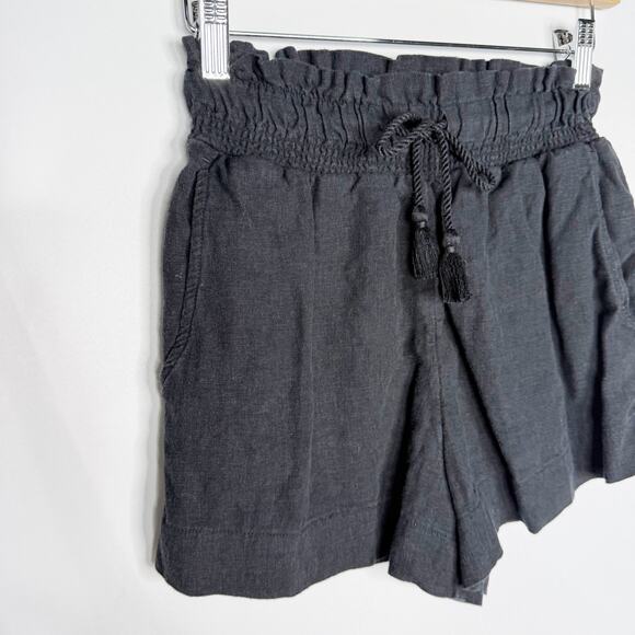 Abercrombie & Fitch Womens XSmall XS Black Linen Blend Tie Waist Shorts Casual - Picture 3 of 6
